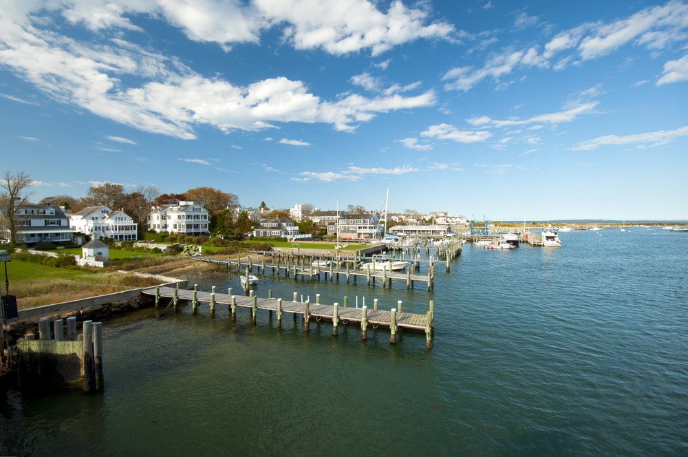 view of Edgartown, Marthas Vineyard from the water